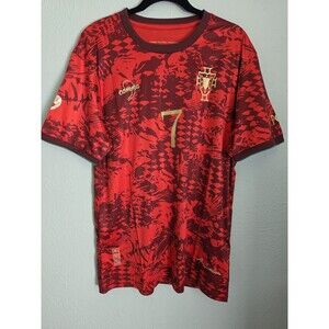 Comma Football Portugal Cristiano Ronaldo #7 Soccer Jersey XL Red/Maroon/Gold